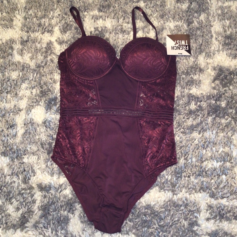 French Twist Burgundy Lace BodySuit top